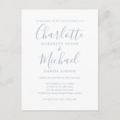 Dusty Blue Wedding Signature Script Einladung (Vorderseite)
