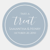 Dusty Blue Wedding Simple Calligraphy Script Lecke Runder Aufkleber (Vorderseite)