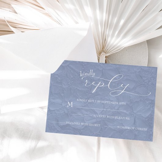 Dusty Blue Wedding Simple Chic RSVP Karte