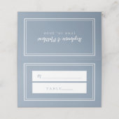Dusty Blue Wedding Simple Modern Minimalistisch Gu Platzkarte (Außenseite Aufgefaltet)