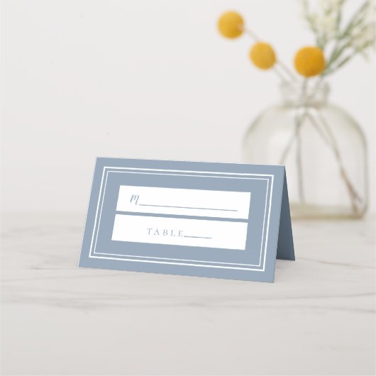 Dusty Blue Wedding Simple Modern Minimalistisch Gu Platzkarte (Vorderseite)
