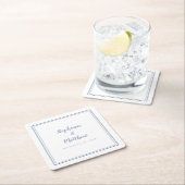 Dusty Blue Wedding Simple Modernes Minimalistische Rechteckiger Pappuntersetzer (Vor Ort)