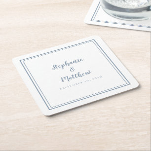 Dusty Blue Wedding Simple Modernes Minimalistische Rechteckiger Pappuntersetzer