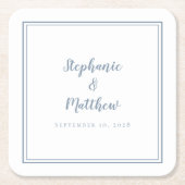 Dusty Blue Wedding Simple Modernes Minimalistische Rechteckiger Pappuntersetzer (Vorderseite)