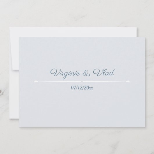 Dusty Blue Wedding speichert das Datum Einladung (Rückseite)