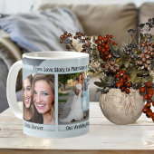 Dusty Blue Wedding Story Board Foto Kaffeetasse