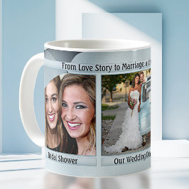 Dusty Blue Wedding Story Board Foto Kaffeetasse