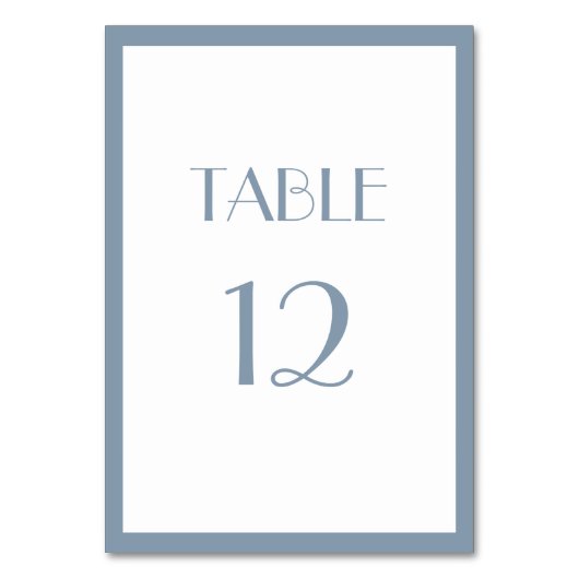 Dusty Blue Wedding Table Card Tischnummer (Rückseite)