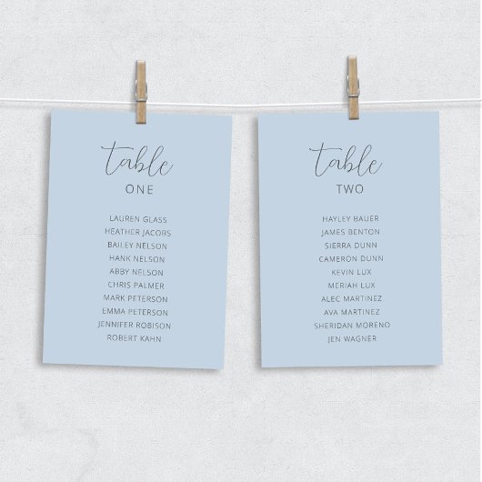 Dusty Blue Wedding Table Chart Cards