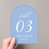 Dusty Blue Wedding Table Number Acrylic Acryleinladungen (Insitu (Handheld))