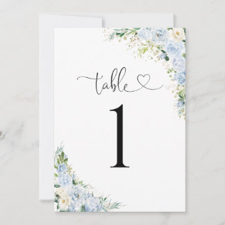 Dusty Blue Wedding Table Number Card