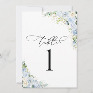 Dusty Blue Wedding Table Number Card