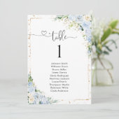 Dusty Blue Wedding Table Number Card (Stehend Vorderseite)