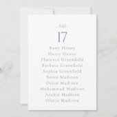 Dusty Blue Wedding Table Number with Guest List Einladung (Vorderseite)