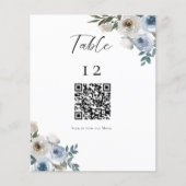 Dusty Blue Wedding Table QR Code Wedding Menu (Vorderseite)