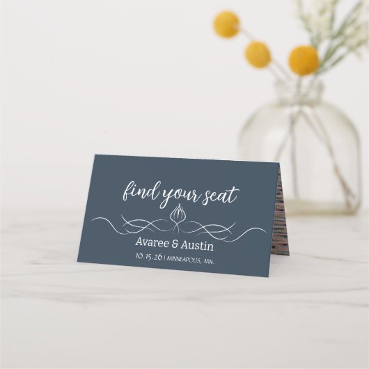 Dusty Blue Wedding Table Seating Cards Platzkarte (Vorderseite)