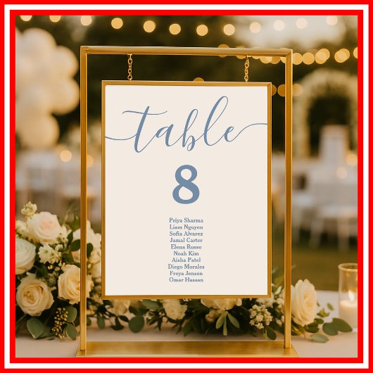 Dusty Blue Wedding Table Seekarten Poster
