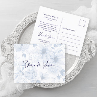 Dusty Blue Wedding Thank You Card  Ankündigungspostkarte