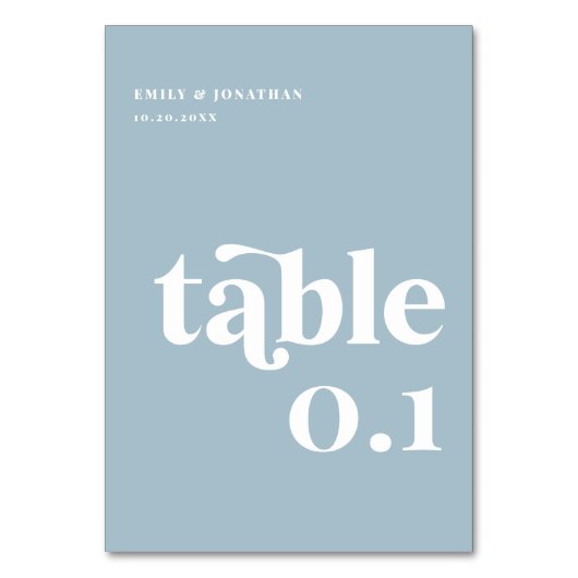 Dusty Blue Wedding Tischnummer (Vorderseite)