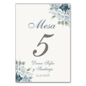 Dusty Blue Wedding Tischnummer (Vorderseite)