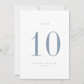 Dusty Blue Wedding Tischnummer Card (Vorderseite)