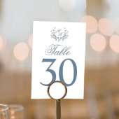 Dusty Blue Wedding Tischnummer Monogram Motif