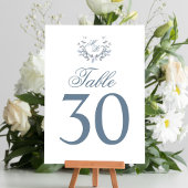 Dusty Blue Wedding Tischnummer Monogram Motif