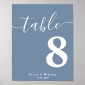 Dusty Blue Wedding Tischnummer Poster (Vorne)