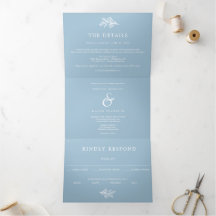 Dusty Blue Wedding Tri-Fold Einladungen UAWG