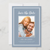 Dusty Blue Wedding Verlobung Couple Foto Modernes Save The Date (Vorderseite)