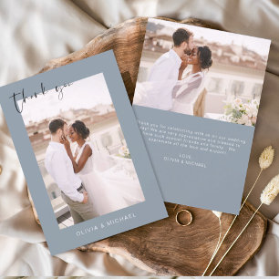 Dusty Blue Wedding Vielen Dank Foto Minimalistisch Dankeskarte