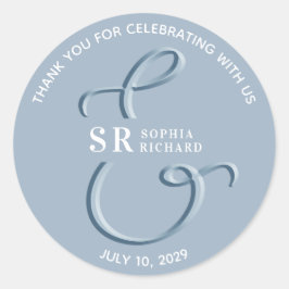 Dusty Blue Wedding Vielen Dank Runder Aufkleber