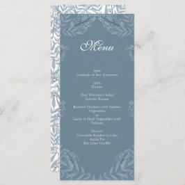 Dusty Blue Wedding Vintag Botanical Menu Menükarte