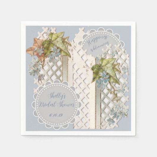 Dusty Blue Wedding Vintag Ephemera Serviette (Vorderseite)
