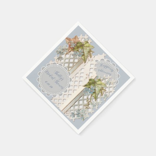 Dusty Blue Wedding Vintag Ephemera Serviette (Ecke)
