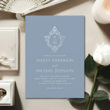 Dusty Blue Wedding Wappen Vintag Monogram Elegant
