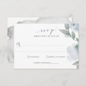 Dusty Blue Wedding Watercolor Soft Floral RSVP Karte (Vorne/Hinten)