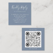 Dusty Blue Wedding Website QR Code RSVP Card Telefonnummerkarte (Vorne/Hinten)