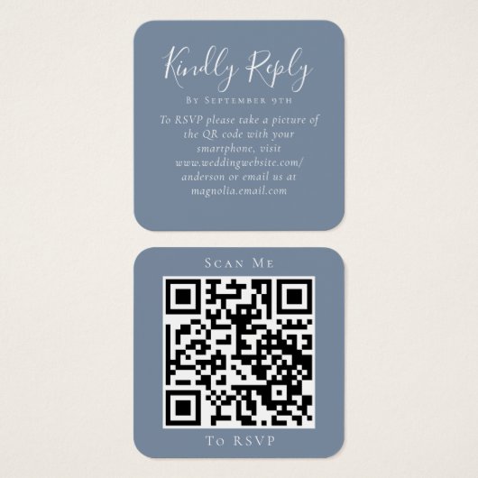Dusty Blue Wedding Website QR Code UAWG (Vorne & Hinten)