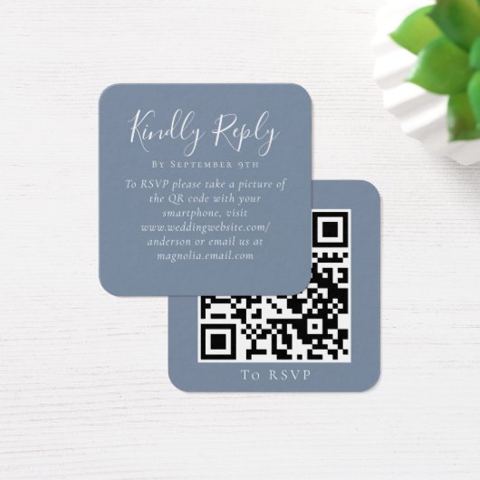 Dusty Blue Wedding Website QR Code UAWG (Schreibtisch)