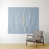 Dusty Blue Wedding Welcome Background Wandteppich (Beispiel (Horizontal))