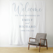 Dusty Blue Wedding Welcome Foto Hintergrund Wandteppich (Beispiel)