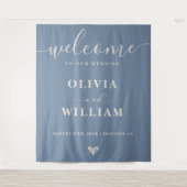 Dusty Blue Wedding Welcome Sign Background Wandteppich (Vorderseite)