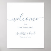 Dusty Blue Wedding Welcome Sign Poster (Vorne)