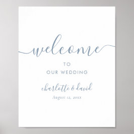 Dusty Blue Wedding Welcome Sign Poster