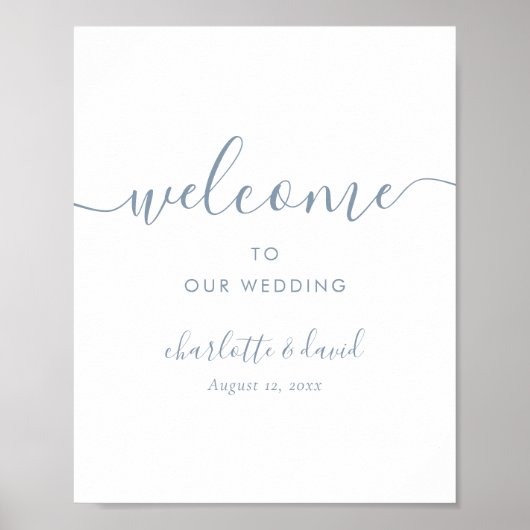 Dusty Blue Wedding Welcome Sign Poster (Vorne)