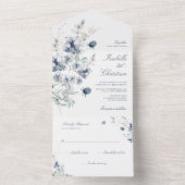 Dusty Blue Wedding Wildblume Greenery All In One Einladung (Innen Boden)