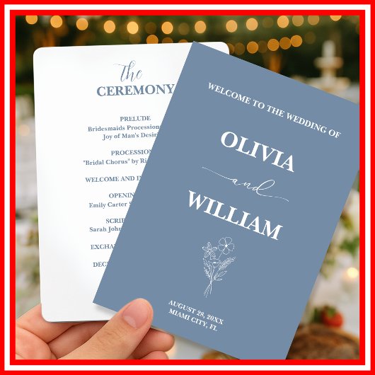 Dusty Blue Wedding Wildblume Programm