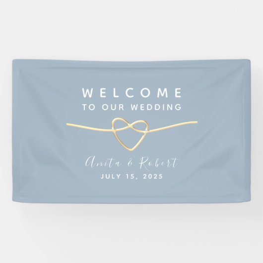 Dusty Blue Wedding Willkommen Banner (Horizontal)