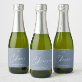Dusty Blue Wedding Wine Fevor Label - "Cheers" Schaumweinetikett (Flaschen)